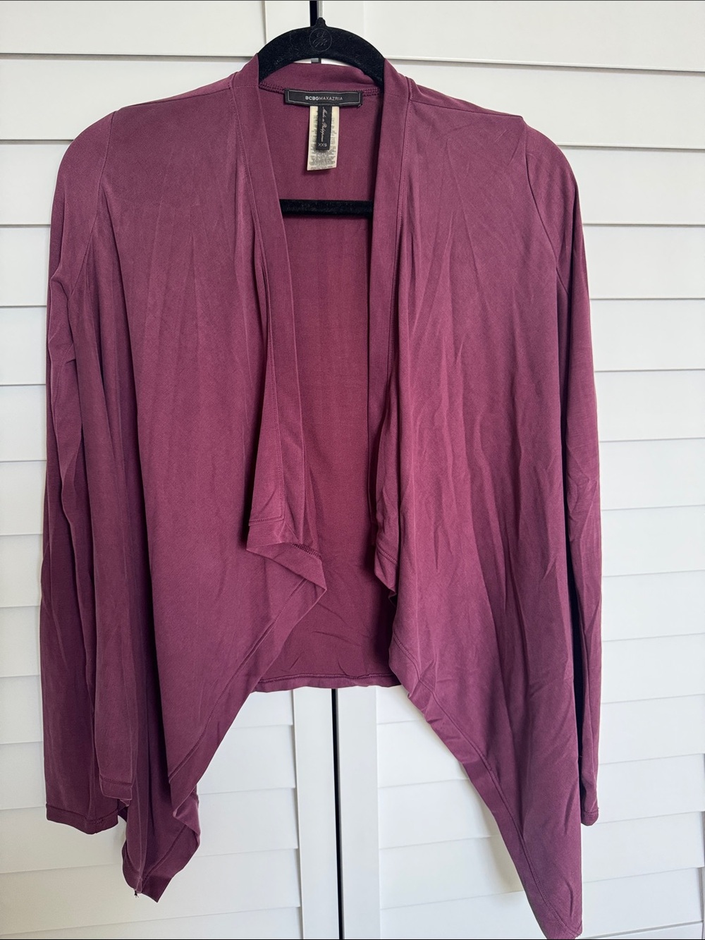 BCBGMaxAzria Mauve Open-Front Draped Cardigan